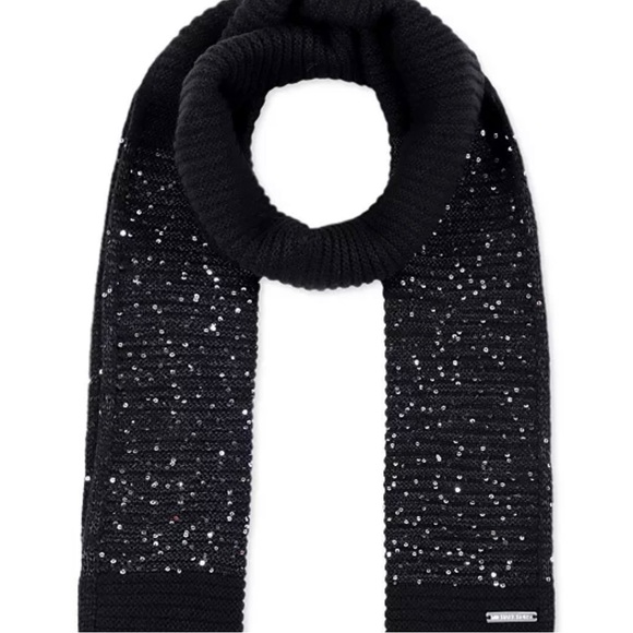 Michael Kors Women’s Black Super Soft Sequin Links Long Knit Scarf New w/tag - Picture 1 of 6